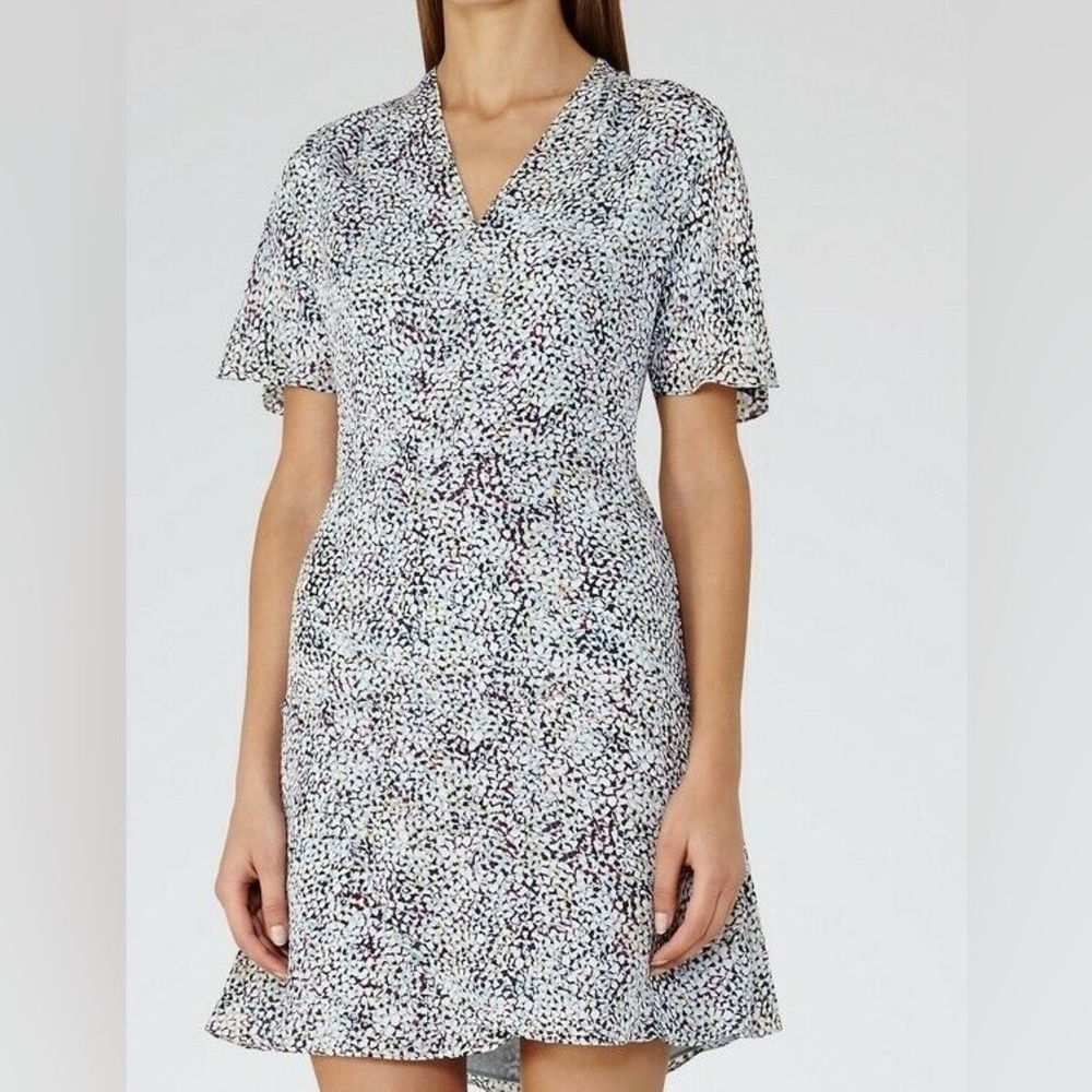 Reiss Prose mosaic Silk multicolor shift mini dress size 4 spring